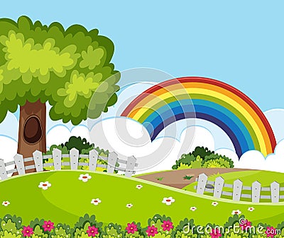 A beautiful garden landscape Vector Illustration