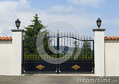 Beautiful gate, entrance to a front yard Stock Photo