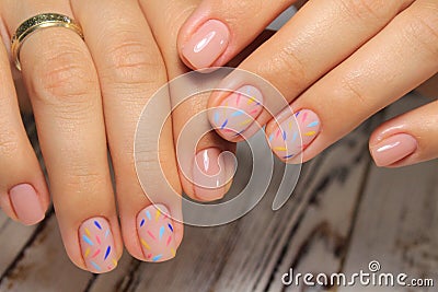 beautiful gel lacquer manicure Stock Photo