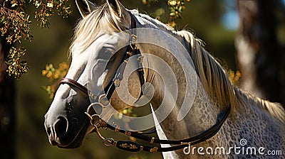 Beautiful gelding, with a magical, noble look, like a hero of knightly legend Stock Photo