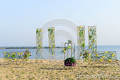 Beautiful gentle decor for summer wedding ceremony Stock Photo