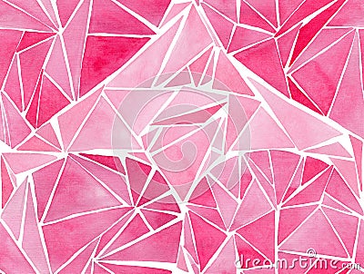 Beautiful geometric precious crystal graphic lovely artistic tender wonderful holiday bright Valentine pink hearts pattern waterco Cartoon Illustration