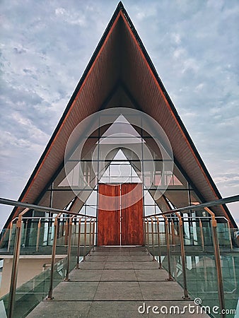 Beautiful geometric symmetry architecture of a chapel Editorial Stock Photo