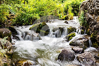 Beautiful georgian river cascades and waterfalls at terek gveleti area Stock Photo