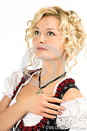 Beautiful german girl in dirndl Stock Photo