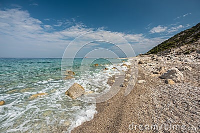 The beautiful Gialos Beach, Greece Stock Photo