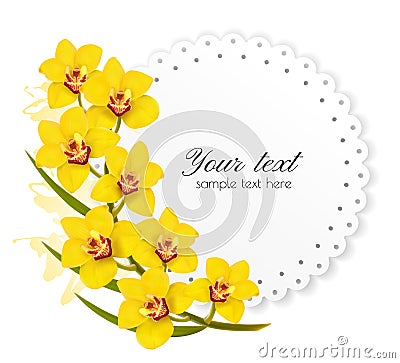 Beautiful gift card with yellow flowers. Vector Illustration