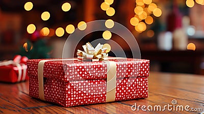 Beautiful gifts for celebrating with golden bokeh Stock Photo