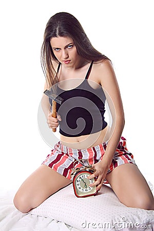 Beautiful girl with angry gaze Stock Photo