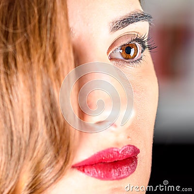 Beautiful Girl With Balayage Hair And Makeup Stock Photo