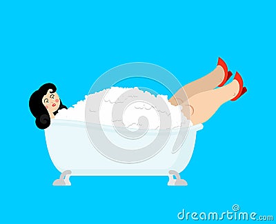 Beautiful girl in bath. Woman in bathtub. Vector illustration Vector Illustration