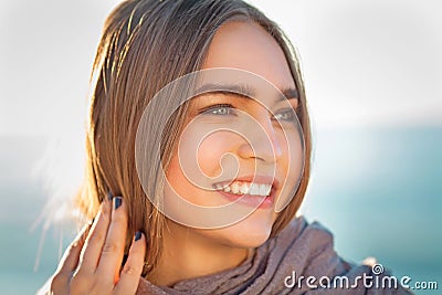 Beautiful girl on a beach Stock Photo