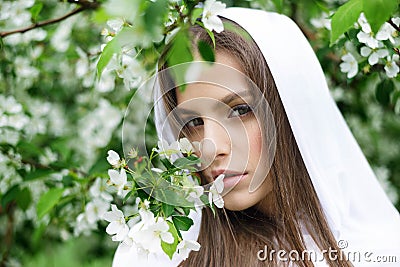 Beautiful girl blowing Stock Photo