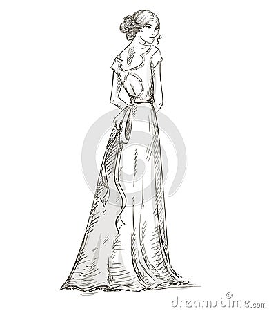 https://thumbs.dreamstime.com/x/beautiful-girl-bride-bridal-dress-hand-drawn-v-38162205.jpg
