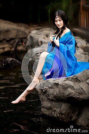 Beautiful girl in Chinese ancient dress Stock Photo