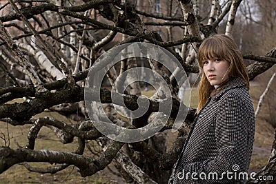 Beautiful girl in the city park Stock Photo