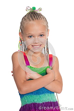 Beautiful girl with crossed hands Stock Photo