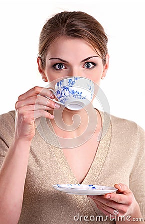 Beautiful girl with a cup of tea Stock Photo