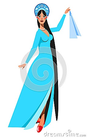 Beautiful girl dancing dance birch Vector Illustration