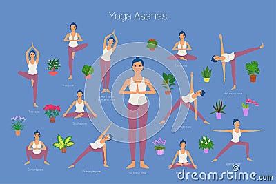 Beautiful girl is doing yoga, sitting in sukhasana easy pose. sitting position for yoga and meditation. isolated on Vector Illustration