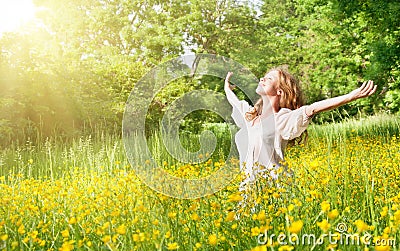 Beautiful girl enjoying the summer sun Stock Photo