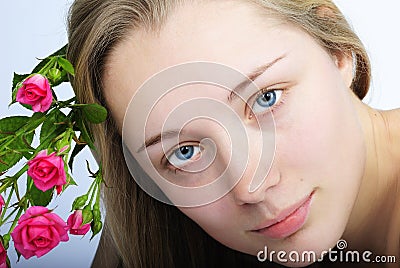 Beautiful girl with flower Stock Photo