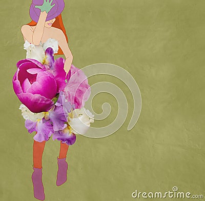 Beautiful girl in a flower dress Stock Photo