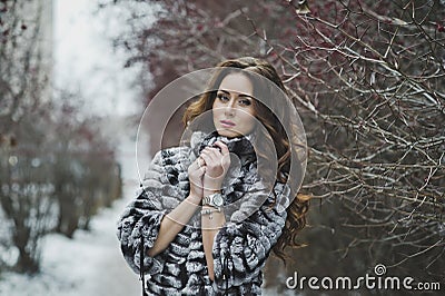 Portrait of a girl on a winter walk 4972. Stock Photo