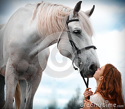Beautiful girl with horse Stock Photo