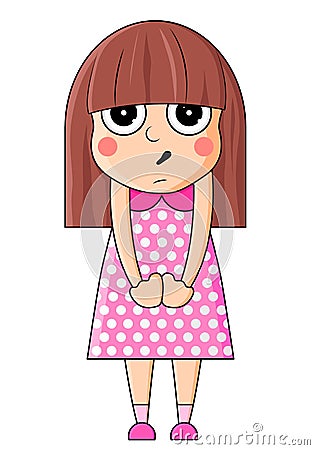 Cute cartoon girl with surprised emotions. Vector illustration Vector Illustration