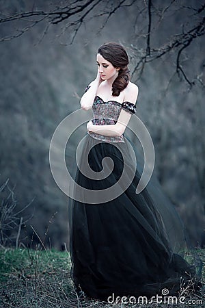 Beautiful girl with long hair Stock Photo