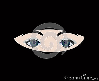 Girl looking under veil, vector Vector Illustration