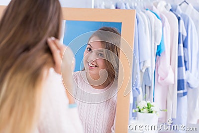 Beautiful girl mirror reflection Stock Photo