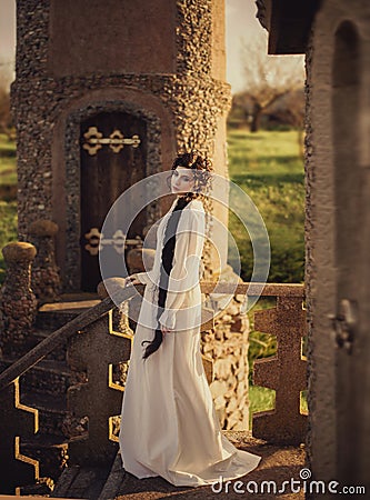 Beautiful girl in a nightgown Stock Photo