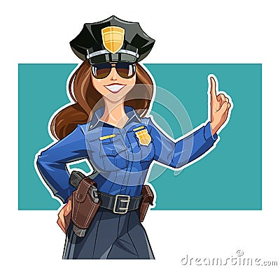 Beautiful girl police-officer in uniform Vector Illustration