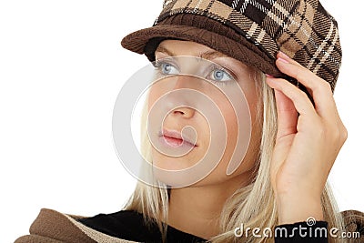 Beautiful girl posing with winter hat Stock Photo