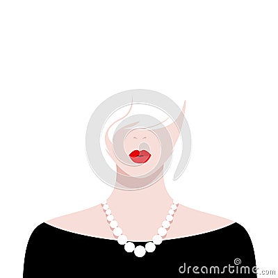 Beautiful girl with red lips and white hair Vector Illustration