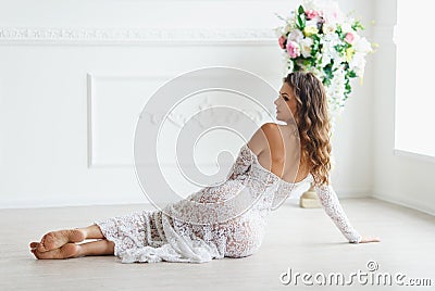 Beautiful girl in a white dress Stock Photo