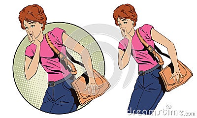 Beautiful girl in shock. People in retro style. Vector Illustration