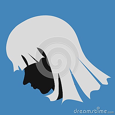 A beautiful girl silhouette with a shoulder length hair . Illustration. Stock Photo