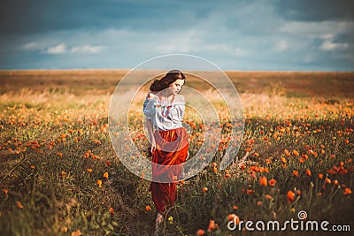 Beautiful girl in Ukrainian Stock Photo