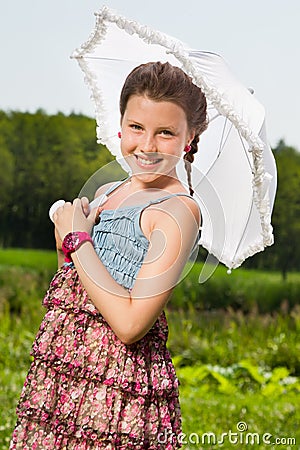 Beautiful girl with umbrella Stock Photo