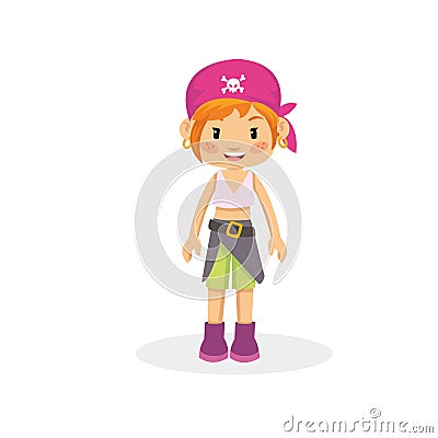Beautiful girl waring pirate outfit and pink head band Stock Photo