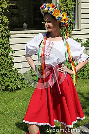 Beautiful girls actress animator in the national Ukrainian costume Editorial Stock Photo