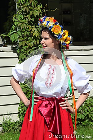 Beautiful girls actress animator in the national Ukrainian costume Editorial Stock Photo