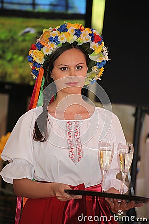 Beautiful girls actress animator in the national Ukrainian costume Editorial Stock Photo