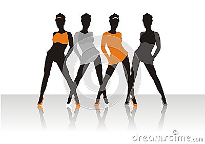 Beautiful girls of model Vector Illustration