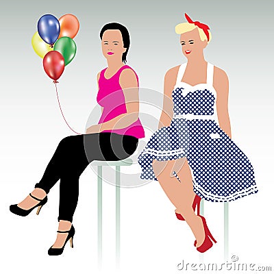 Beautiful girls Vector Illustration