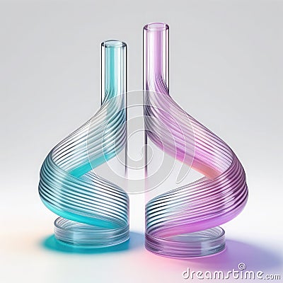 Transparent tubes of unusual shapes in pastel colors Stock Photo