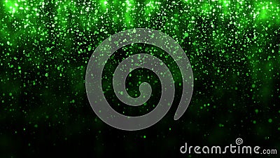 Beautiful glitter light background. Background with green falling particles template for premium design. Magic light Stock Photo